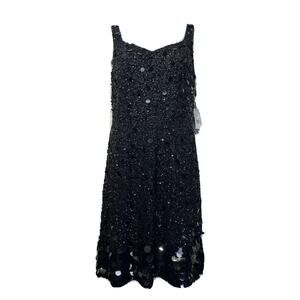 adrianna papell black beaded sleeveless shift dress Size 4
